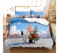 QDZHCPMYK Snoopy Duvet Cover Sets 3 PCS Hotel Quality Quilt Cover Bedding Bed Covers with Pillowcases with Zipper Closure Ultra Soft Hypoallergenic Microfiber Super King(260x220cm)