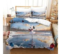 QDZHCPMYK Snoopy Duvet Cover Sets 3 PCS Hotel Quality Quilt Cover Bedding Sets Bed Covers with Pillowcases with Zipper Closure Ultra Soft Hypoallergenic Microfiber Single(140x200cm)