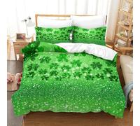 QDZHCPMYK StPatricksDay-FestiveGreenDesign Duvet Cover 3 PCS Hotel Quality Quilt Cover Bedding Set Bed Covers with Pillowcases with Zipper Closure Ultra Soft Anti Allergic Microfiber King（220x240cm）