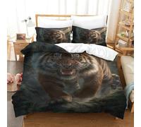 QDZHCPMYK The Majestic Tiger 3D Printed Comforter Cover Set Duvet Cover Bedding Set for Kids Teens Boys Room Decor Microfiber Quilt Cover 3 Pcs with Pillow Case Hidden Zipper Single(140x200cm)