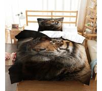 QDZHCPMYK The Majestic Tiger 3D Printed Duvet Cover Microfibre Soft Quilt Covers Bedding Sets with Pillowcase Easy Care Comforter Cover Hidden Zipper for Kids Boys Girls Single(135x200cm)