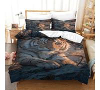 QDZHCPMYK The Majestic Tiger 3D Printed Duvet Cover Set Bedding Set,Soft Microfiber Pillowcases,Hidden Zipper Quilt Cover Easy Care Comforter Cover for Kids Boys Girls Teens King(220x240cm)