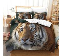 QDZHCPMYK The Majestic Tiger 3D Printed Duvet Cover Set Bedding Set,Soft Microfiber Pillowcases,Hidden Zipper Quilt Cover Easy Care Comforter Cover for Kids Boys Girls Teens Super King(260x220cm)