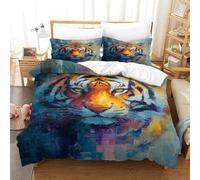 QDZHCPMYK The Majestic Tiger 3D Printed Duvet Cover Set Bedding Set,Soft Microfiber Pillowcases,Hidden Zipper Quilt Cover Easy Care Comforter Cover for Kids Boys Girls Teens Single(140x200cm)