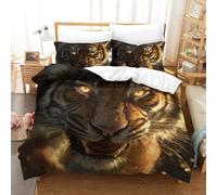 QDZHCPMYK The Majestic Tiger 3D Printed Duvet Cover Set Bedding Set,Soft Microfiber Pillowcases,Hidden Zipper Quilt Cover Easy Care Comforter Cover for Kids Boys Girls Teens Double(200x200cm)