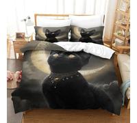 QDZHCPMYK The Witch's Cat 3D Printed Comforter Cover Set Duvet Cover Bedding Set for Kids Teens Boys Room Decor Microfiber Quilt Cover 3 Pcs with Pillow Case Hidden Zipper Super King（260x220cm）