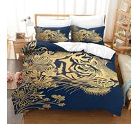 QDZHCPMYK Tiger Duvet Cover Sets 3 PCS Hotel Quality Quilt Cover Bed Sets Bed Covers with Pillowcases with Zipper Closure Breathable Stylish Comforter Double（200x200cm）