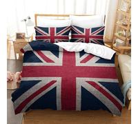 QDZHCPMYK Union Jack Duvet Cover 3 PCS Hotel Quality Quilt Cover Bedding Set Bed Covers with Pillowcases with Zipper Closure Hypoallergenic Soft Breathable Microfiber Super King（260x220cm）