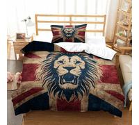 QDZHCPMYK Union Jack Duvet Cover Set 3 PCS Hotel Quality Quilt Cover Bed Sets Bed Covers with Pillowcases with Zipper Closure Breathable Stylish Comforter Single（135x200cm）