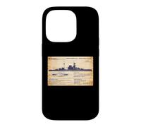 QE Class British WW2 Malaya Battleship Diagram Infographic Case for iPhone 14 Pro