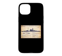 QE Class British WW2 Malaya Battleship Diagram Infographic Case for iPhone 15 Plus