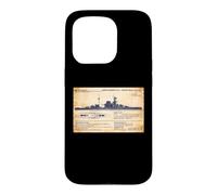 QE Class British WW2 Malaya Battleship Diagram Infographic Case for iPhone 15 Pro