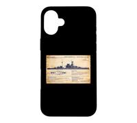 QE Class British WW2 Malaya Battleship Diagram Infographic Case for iPhone 16 Plus