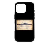 QE Class British WW2 Malaya Battleship Diagram Infographic Case for iPhone 16 Pro