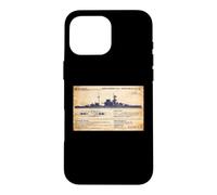 QE Class British WW2 Malaya Battleship Diagram Infographic Case for iPhone 16 Pro Max