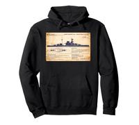 QE Class British WW2 Malaya Battleship Diagram Infographic Pullover Hoodie