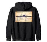 QE Class British WW2 Malaya Battleship Diagram Infographic Zip Hoodie