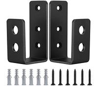 Qeapug Pack of 2 Door Barricade Clamps, U Angle Bracket Metal, Steel U Security Door Lock Metal Angle, Brackets with Screw, Fits 2 x 4 Lumber, Black