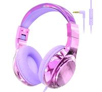 QearFun Kids Headphones Wired with 85/94dB Volume Limit, Foldable On-Ear Headset with Microphone & Audio Sharing Port for School, Travel, Tablet, iPad - for Boys & Girls
