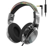 QearFun Kids Headphones Wired with Mic, 85/94dB Safe Volume Limit, Foldable Over Ear, Tangle-Free Cord & Sharing Port, Wired On-Ear Headset for School, Chromebook, Tablet, Travel - Boys & Girls