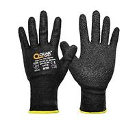 QEARSAFETY 1 Pair Black HPPE Cut 5 Protection Work Safety Gloves, Textured Grip Latex Rubber Palm Coated, Abrasion, Snug, Tough,Cut Sharp Glasses, Metal Work, Construction,DIY(Large)