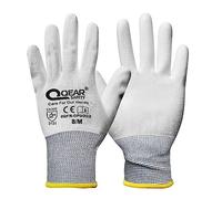 QEARSAFETY 12 Pairs White Thin PU Palm Coated Work Safety Gloves, Knitted Liner, Multi-Function, Light-Weight, Sensibility, Breathable, Grip, General Purpose Job Handling (8/M, white)
