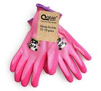 QEARSAFETY 1Pair Junior/Preteen 10-13 Years Girl Pink Garden Work Gloves, DIY, Outdoor, Knitted Liner,Latex Rubber Palm Coated, Water/Dirty Resistance (10-13 years pink)