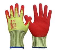 QEARSAFETY 2 Pair Cut Resistance Work Safety Gloves, Nitrile Rubber Palm Coated,Protection Against Cuts and Enhanced Grip, Red Palm and High Visibility Yellow Back (Medium)