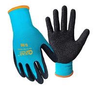 QEARSAFETY 3 Pairs Gardening Work Gloves, Women Small Hands, Knitted Nylon Liner, Textured Latex Rubber Palm Coated For Nice Grip, And Water/Mud/Dirty Proof, Fit To Hand, Lady 7/Small