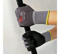 QEARSAFETY 6 Pairs Microfoam Nitrile Rubber Palm Coated Work Safety Gloves, Breathable, Abrasion, Logistics, Warehouse, General Purpose Use, TouchScreen, Gray Color, Women Size 7 (Small)