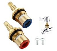 QEAS 2 Pieces Universal Mixer Tap Cartridge, Sturdy Durable Tap Brass Valve Cartridge Replacement, for Bathroom, Kitchen, Basin Faucet(1 Pair Hot & Cold)