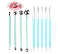 QEAS 9 PCS Clay Sculpting Tools, Ball Stylus Tools, Stainless Steel Embossing Dotting Tool with Silicone Handle, to Make Dots, Smooth Lines, Sculpture, Flowers