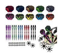 QEAS Dart Flights and Stems, Aluminum Dart Accessories Kit with 30 PCS Flights, 15PCS Stems, 20 PCS Rubber O-Rings, Perfect for Casual Play, Club and Matches