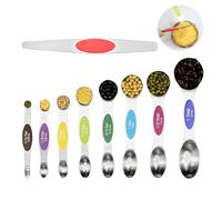 QEAS Magnetic Measuring Spoons Set of 9, Dual Sided Stainless Steel Space-Saving Magnetic Design Tablespoon Measuring Spoon, Metric Measurement Easy to Read, Suitable for Baking, Cooking
