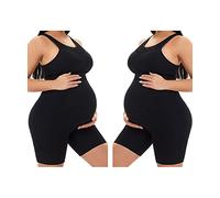 QEAUTY LAB Maternity Shapewear High Waist Mid-Thigh Pregnancy Underwear Prevent Chaffing - black - Large