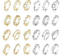 QEBIDVL 24pc Adjustable Toe Rings Set for Women - Gold & Silver Plated Toe Rings for Beach, Parties & Everyday Wear