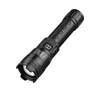 QEBIDVL Rechargeable LED Torch | 500m Beam Flashlight | Digital Display | Type-C Charging | Zoomable, Waterproof & 1.5m Drop Resistant