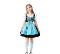 Qebidzce German Dress Bavarian Maid Short Sleeve German Costume | 4-Piece Halloween Kids Girls Beer Dress for Cosplayer Girls Easter Carnival School Play Wedding Birthday