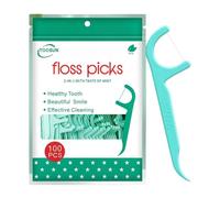 QEBSJSKL Dental Floss Picks 100 Pcs,Mint Floss Sticks with Toothpick End,Shred-Resistant Dental Flossers for Tight Teeth, Interdental Brushes,BPA Free Oral Care for Travel, Home & Office