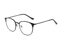 QECEPEI Retro Semi-rimless Round Blue Light Blocking Glasses Horn Rimmed Nerd Clear Lens Computer Gaming Eyeglasses Black