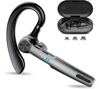Qecnato Single Bluetooth Headset, V5.4 Earphones, Single Headset 60 Hours Talk Time, Double Enc Mic, Bluetooth Handsfree Headphones Suitable for Business/Office/Driving/Work, Black