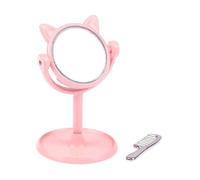 Qectial 1/12 Scale Vanity Scene with Comb, Mini Table Mirror, DIY Accessories, Photo Props, Gift Idea, Window Display, pink