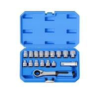 Qectial 17 Pieces Ratchet Socket Set Pass Through Socket Wrench Kit with Reversible Ratchet and Suitable for Truck Service Automotive Projects General Repairs