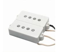 Qectial 2 Pieces Bass String Pickups Bass Pickup Units Four Pole Piece Rectangular Housing Wired Mounting Ears Alnico Frame suitable for music classes rehearsal rooms instrument restoration, White