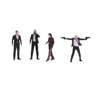 Qectial 4 Pieces Miniature Figure Architectural People Figures Diorama Figurine Sand Table Layout Decoration Realistic Resin Craft Suitable for Train Layout F