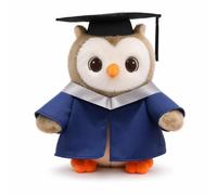 Qectial Academic Robe Doll Graduation Owl Stuffed Animal Toy Figurine Keepsake With Cap and Gown Soft Polyester PP Cotton Filling Cozy To Hold Suitable for, Grey V-neck