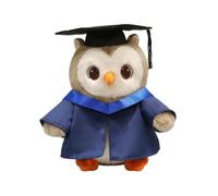 Qectial Academic Robe Doll Graduation Owl Stuffed Animal Toy Figurine Keepsake With Cap and Gown Soft Polyester PP Cotton Filling Cozy To Hold Suitable for, Blue V-neck