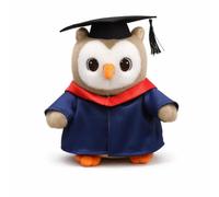Qectial Academic Robe Doll Graduation Owl Stuffed Animal Toy Figurine Keepsake With Cap and Gown Soft Polyester PP Cotton Filling Cozy To Hold Suitable for, Red V-neck