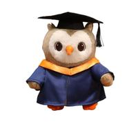 Qectial Academic Robe Doll Graduation Owl Stuffed Animal Toy Figurine Keepsake With Cap and Gown Soft Polyester PP Cotton Filling Cozy To Hold Suitable for, Yellow V-neck