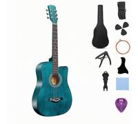 Qectial Acoustic Guitar Acoustic Stringed Device Folk Guitar Six String Body With Fixed Bridge Rosette Rings And Accessory Bundle Basswood Suitable for practice lessons casual shows, color to 9
